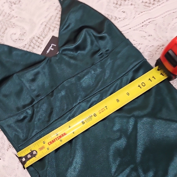 Lulus Elegant Dark Green Satin Dress XS - Picture 5 of 9